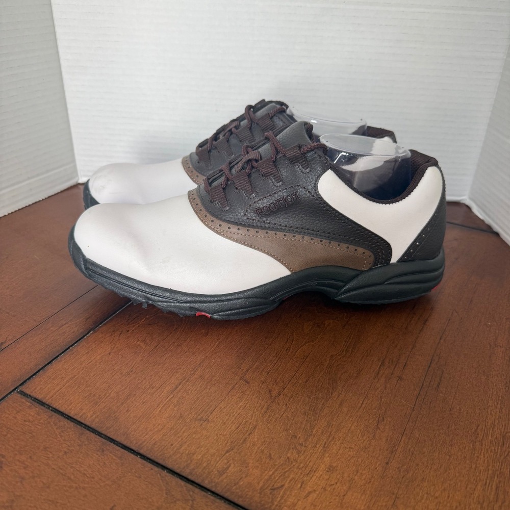 FootJoy GreenJoys Golf Shoes Men's Size 11M Off-White Brown Soft Cleats 45402
